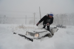 HAMBURG, NY - November 18, 2022: Robert Skimin digs out after intense lake effect snow storm that dumped up to four feet of snow around Buffalo and surrounding suburbs with more expected through out the weekend on November 18, 2022 in Hamburg, New York. (Photo by John Normile/Getty Images)