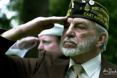 Buffalo, NY-May 21,2003. Greg Hunt and Paul Kishel vterans of Vietnam and Korea (respectively) honor their fallen comrades at memorial day services in East Aurura, New York, May 26, 2003. Services around the country took on a somber tone with the Country on code Orange, high level terrorist threat.(Stringer/Getty Images)